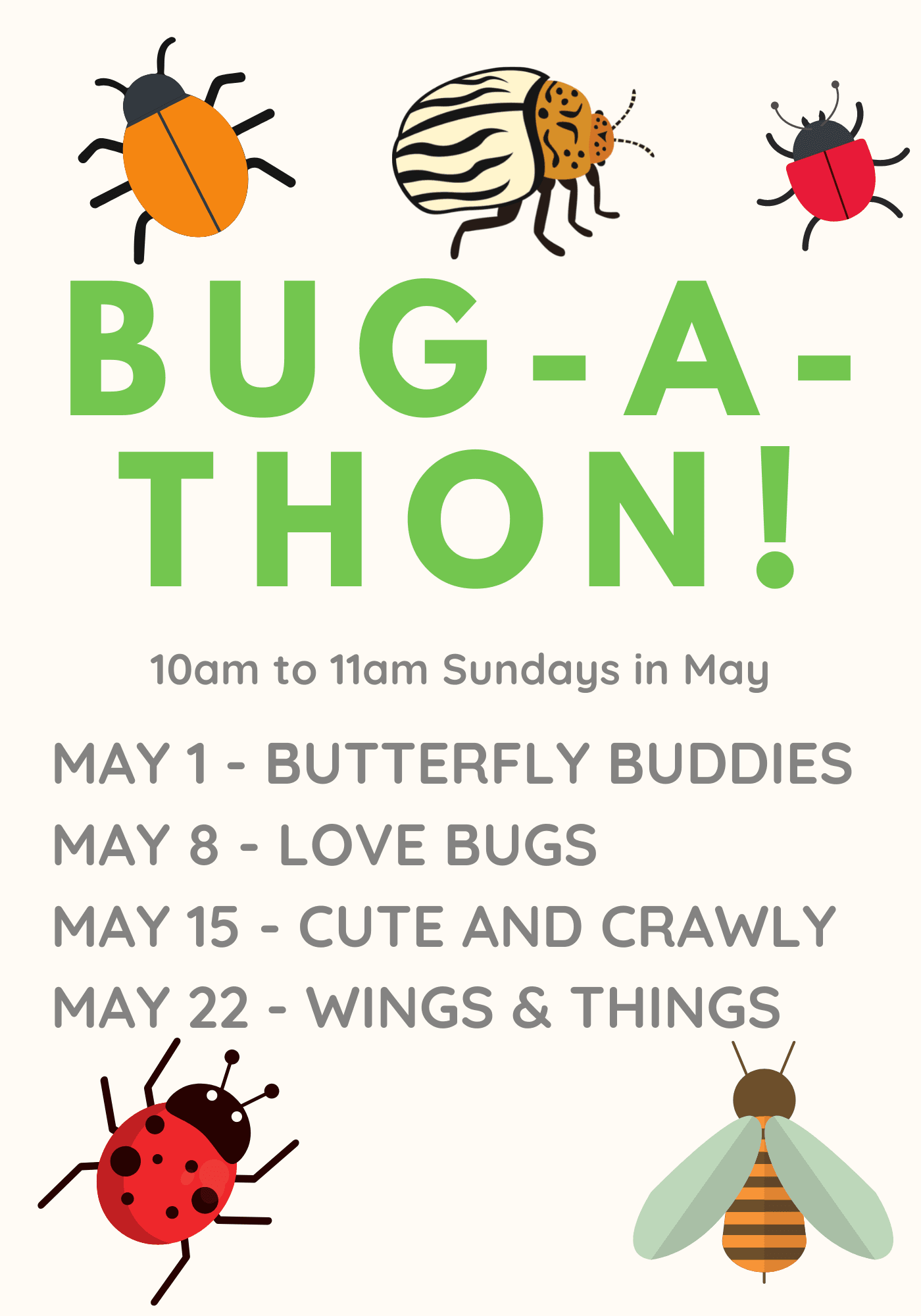 Flyer with dates for programs