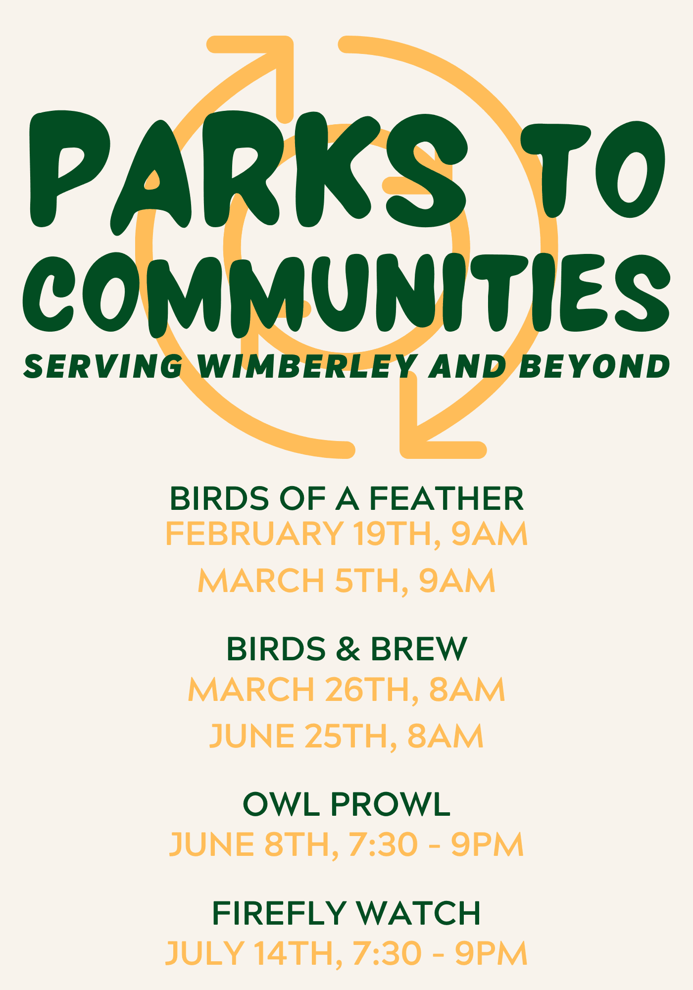 Program flyer with dates and times